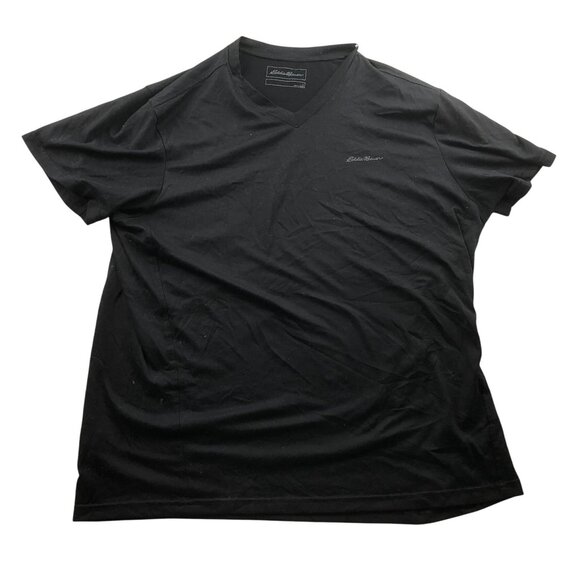 Eddie Bauer Mens T-Shirt Large Short Sleeve V-Neck Casual Tee Neutral Black - Picture 1 of 7